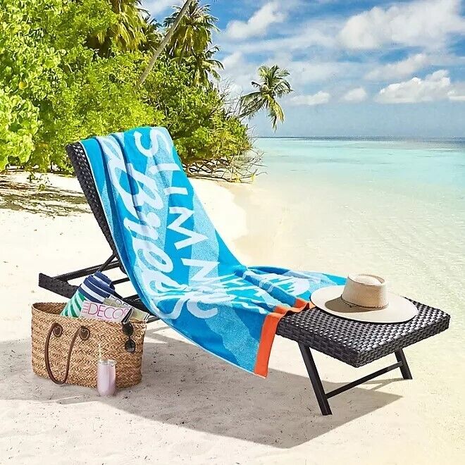 Renee Taylor Jacquard Velour Large Beach Towel 100 X 180 Cms - BREEZE