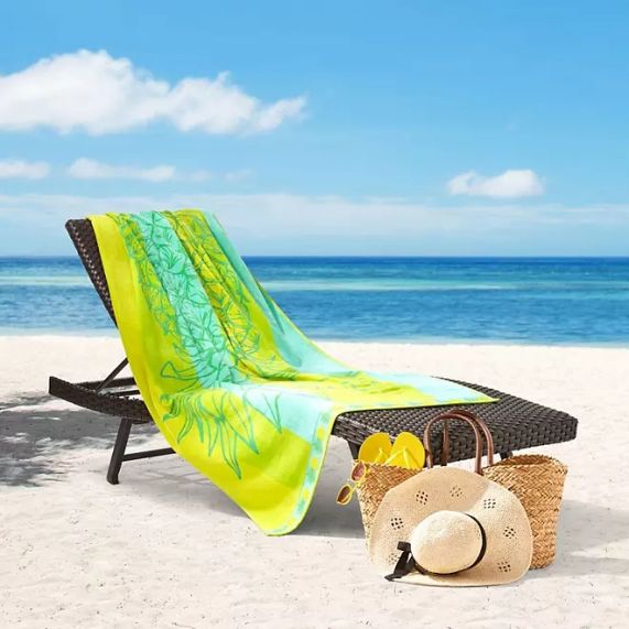 Renee Taylor Jacquard Velour Large Beach Towel 100 x 180 cms  - Zesty 