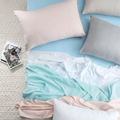 BLAKE & LINDSAY VINTAGE WASHED SOFT MICROFIBRE SHEET SET KING SINGLE BED WHITE [SZ:King Single]