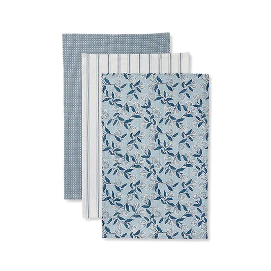 LAYLA BLUE TEA TOWEL 3 PACK 45X70CM