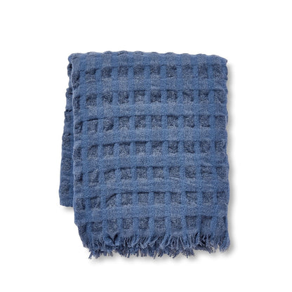 BLAKE WAFFLE WASHED BLUE THROW 130X150CM