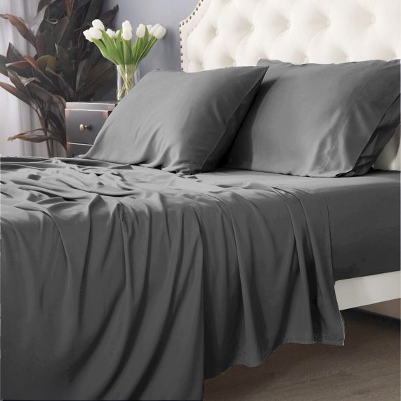 Park Avenue 500 Thread Count Bamboo Cotton Sheet Sets Charcoal [SZ:Single]