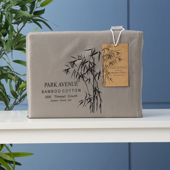 Park Avenue 500 Thread Count Bamboo Cotton Sheet Sets Pewter [SZ:Single]