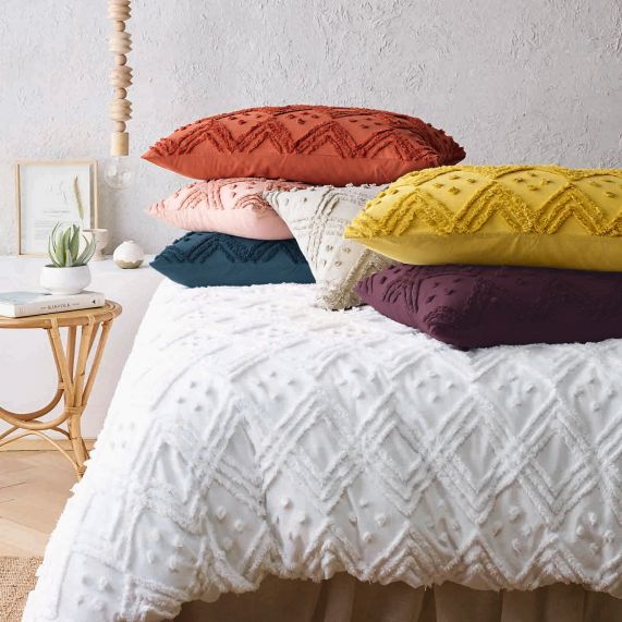 Medallion 100% Cotton Tufted Quilt Cover Set Auburn [SZ:Queen]