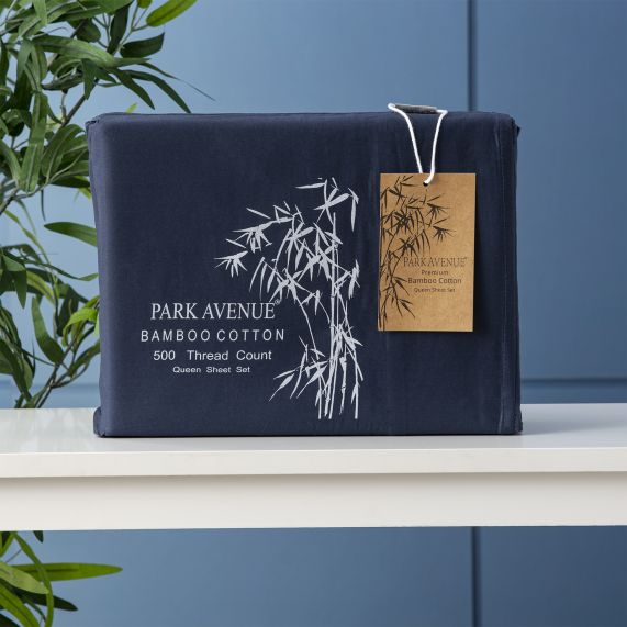 Park Avenue 500 Thread Count Bamboo Cotton Sheet Sets Indigo [SZ:Single]