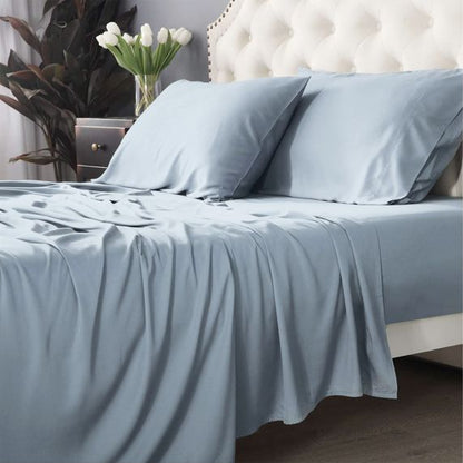 Park Avenue 500 Thread Count Bamboo Cotton Sheet Sets Mid Blue [SZ:Single]