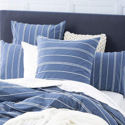 Hudson Cotton Chenille Washed Quilt Cover Set Blue [SZ:Queen]