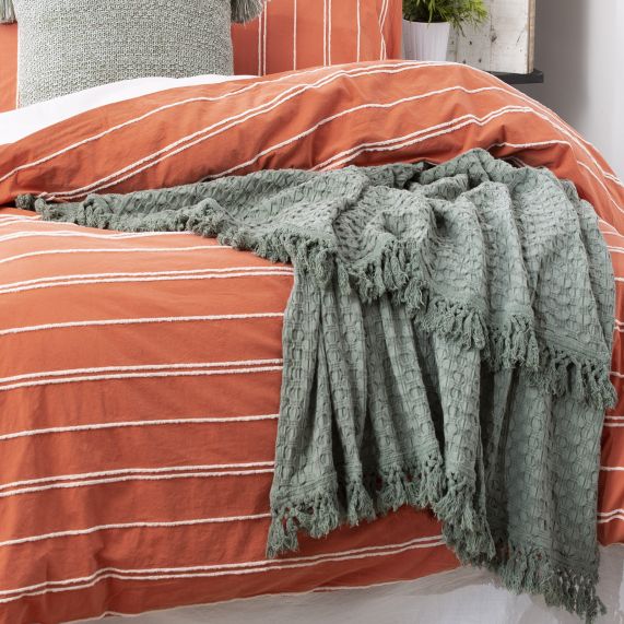 Hudson Cotton Chenille Washed Quilt Cover Set Paprika [SZ:Queen]