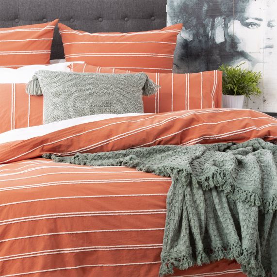 Hudson Cotton Chenille Washed Quilt Cover Set Paprika [SZ:Queen]