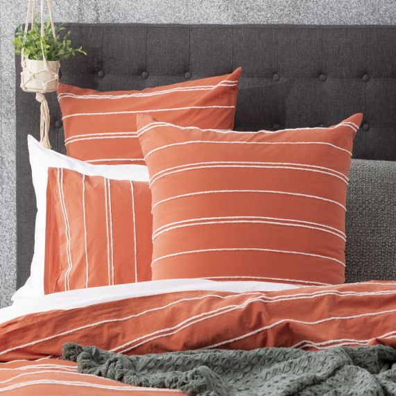 Hudson Cotton Chenille Washed Quilt Cover Set Paprika [SZ:Queen]