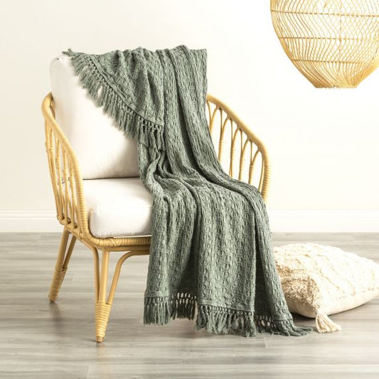 Washed Cotton Textured Alysian Throw 130 x 200 Cms Jade 