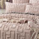 Riley Vintage Washed Cotton Chenille Tufted Quilt Cover Set Blush [SZ:King]