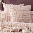 Riley Vintage Washed Cotton Chenille Tufted Quilt Cover Set Blush [SZ:King]