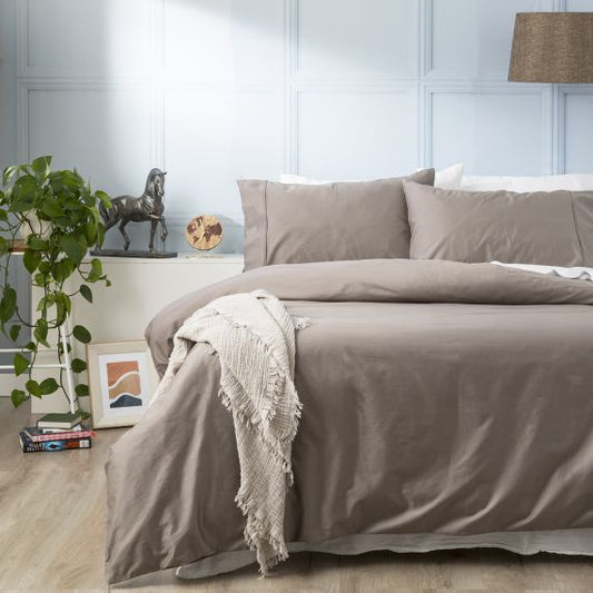 Park Avenue 500 Thread count Natural Bamboo Cotton Quilt Cover set Pewter [SZ:Super King]