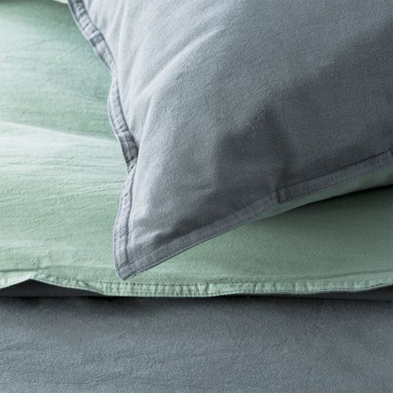 Essentials Vintage Stone washed reversible Quilt cover sets Mineral [SZ:European Pillowcase]