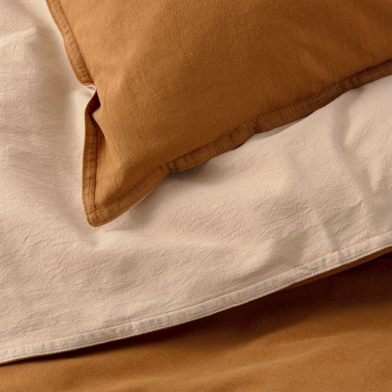 Essentials Vintage Stone washed reversible Quilt cover sets Wood [SZ:European Pillowcase]