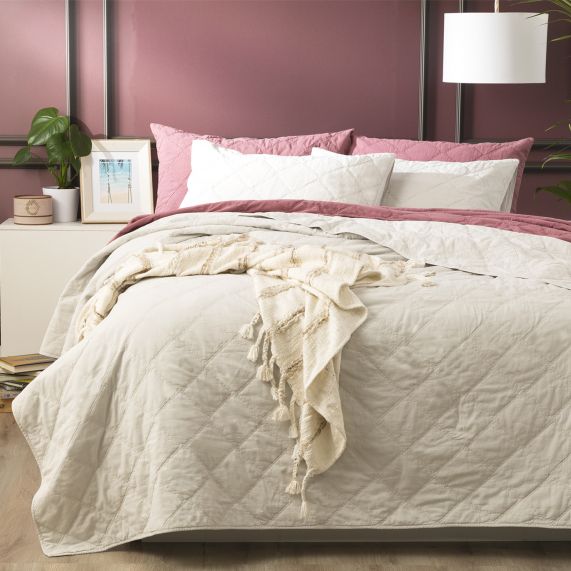 Attwood Vintage Stone Washed Cotton Quilted Coverlet Set Dove [SZ:Queen/King]