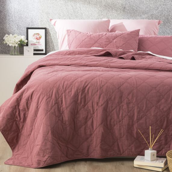 Attwood Vintage Stone Washed Cotton Quilted Coverlet Set Rose [SZ:Queen/King]