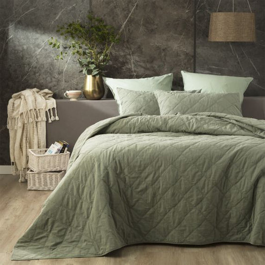 Attwood Vintage Stone Washed Cotton Quilted Coverlet Set Fern [SZ:Super King]