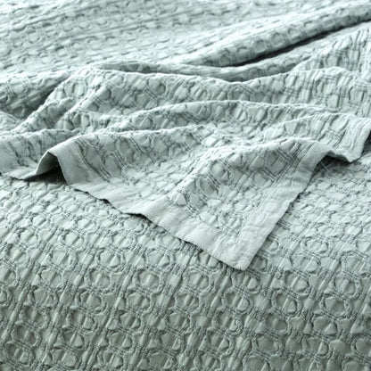 Renee Taylor Lexico Washed Cotton Textured Waffle Blankets Sage [SZ:Super King]