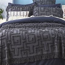 Renee Taylor Riley 100% Cotton Vintage Washed Tufted Bed Cover Set Slate Q/K