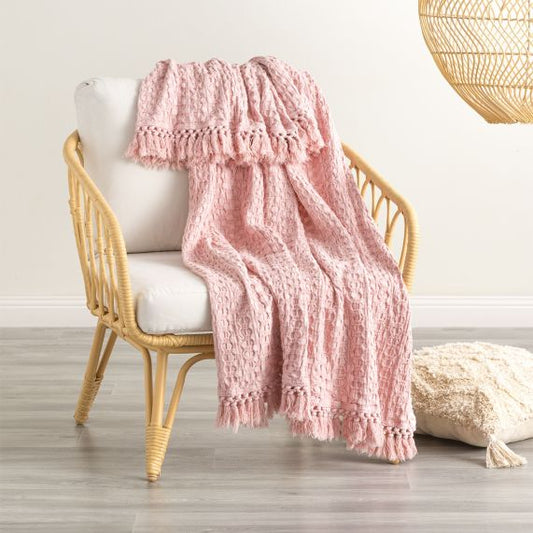 Washed Cotton Textured Alysian Throw 130 x 200 Cms Blush 