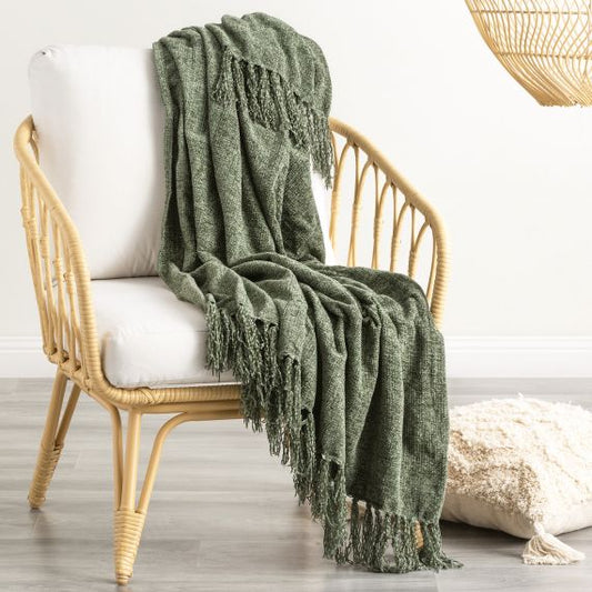 Renee Taylor Newland Polyester Chenille Throw 130 x 170 Cms Greenlake 