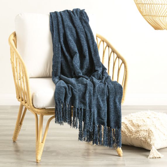 Renee Taylor Newland Polyester Chenille Throw 130 x 170 Cms Opal 