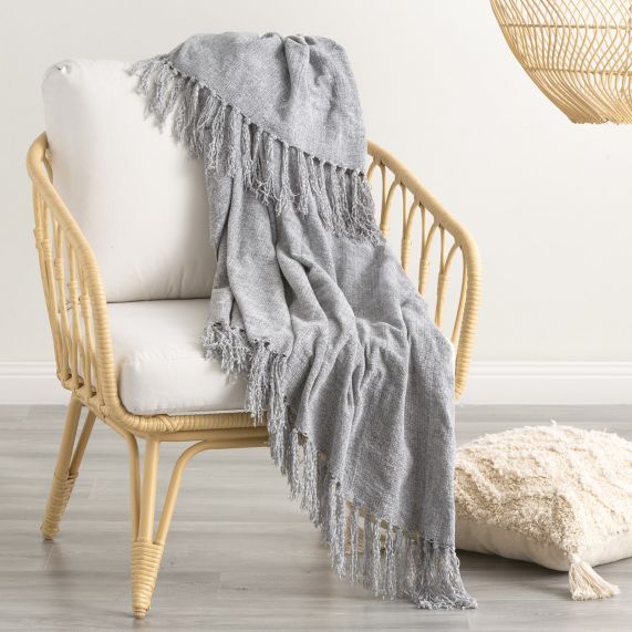 Renee Taylor Newland Polyester Chenille Throw 130 x 170 Cms Silverline 