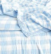 Renee Taylor Gingham Washed Cotton Yarn Dyed Revesible Textured Blanket French Blue [SZ:Single/Double]