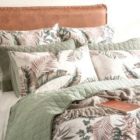 Renee Taylor 300 TC Cotton Reversible Quilt cover sets Palm Cove Pearl [SZ:Double]