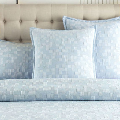 RENEE TAYOR JERVIS CHECKS JACQUARD QUILT COVER FRENCH BLUE [SZ:Queen]