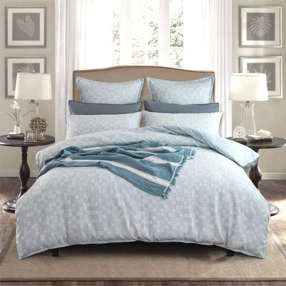 RENEE TAYOR JERVIS CHECKS JACQUARD QUILT COVER FRENCH BLUE [SZ:King]