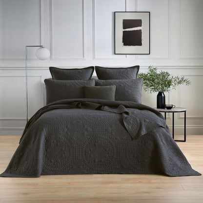 RENEE TAYLOR ASHER JACQUARD COVERLET SET  GREY [SZ:Single/Double]