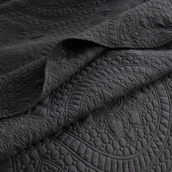 RENEE TAYLOR ASHER JACQUARD COVERLET SET  GREY [SZ:Single/Double]