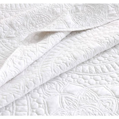 RENEE TAYLOR BERLIN JACQUARD COVERLET SET STONE [SZ:Single/Double]