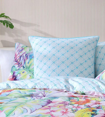 LOGAN & MASON PARAKEETA AQUA QUILT COVER [SZ:Queen]